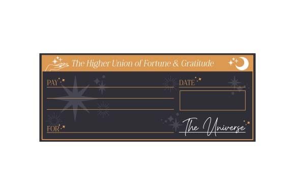 Realistic Blank Check - Fortune & Gratitude, Celestial Hobbies Craft Cut File By Creative Fabrica Crafts