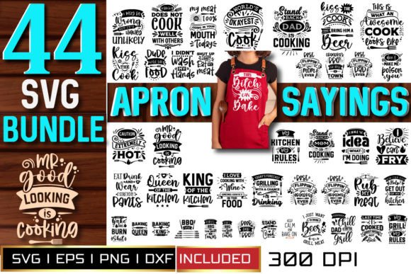 Apron Sayings Bundle, Baking Kitchen SVG Graphic Crafts By Md Shahjahan