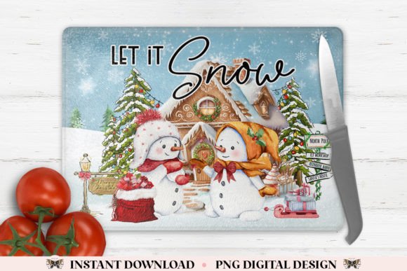 Snowman Cutting Board Sublimation PNG Graphic Print Templates By Bijou Bay