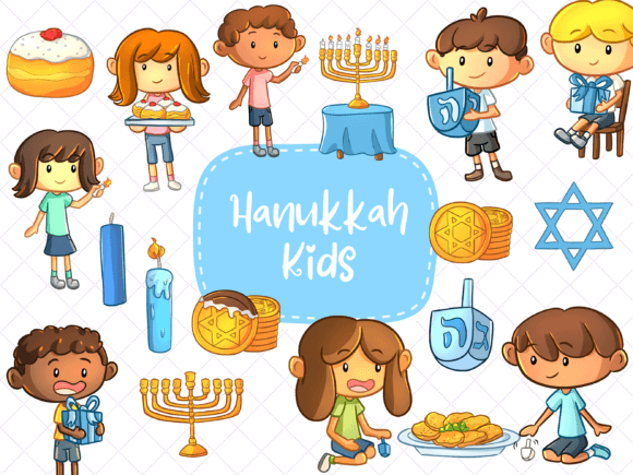Hanukkah Kids Clip Art Graphic Illustrations By Keepinitkawaiidesign