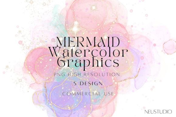 Mermaid Watercolor Background Png Grafik Hochwertige grafische Objekte Von NEUSTUDIO