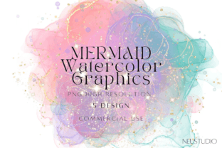 Mermaid Watercolor Background Png Graphic Objects By NEUSTUDIO 6