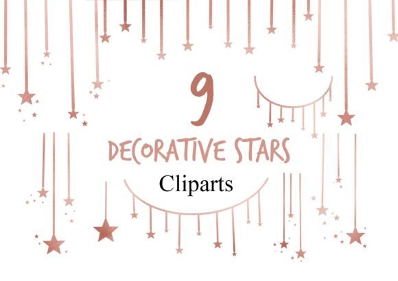 Rose Gold Decorative Star Graphic Illustrations By GloryStarDesigns
