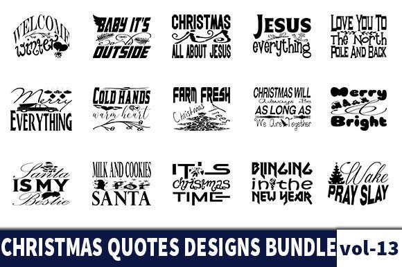 15 CHRISTMAS Quotes Designs Bundle Illustration Artisanat Par Konica Graphics