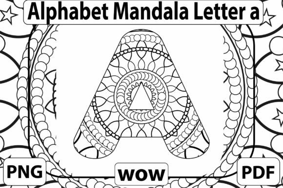 Alphabet Mandala Letter a Graphic Coloring Pages & Books Adults By burhanflatillustration29