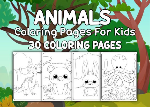 Animals Coloring Pages Volume – 7 Gráfico Páginas y libros de colorear para niños Por Little Cat