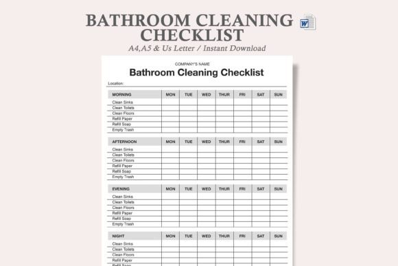 Bathroom Cleaning Checklist Graphic KDP Interiors By watercolortheme