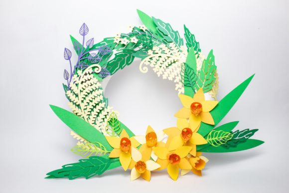 Daffodils Wreath Floral compositions 3D SVG Craft By 3D SVG Crafts