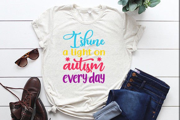  I Shine a Light on Autism Every Day Grafica Design di T-shirt Di SK Booth