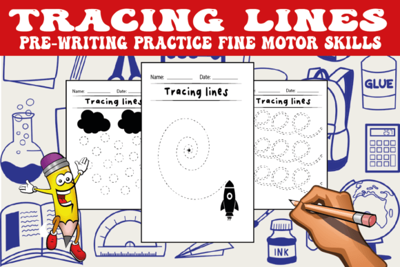 Tracing Lines Pre-Writing Practice Fine Illustration Feuilles de Travail et Matériel d'Enseignement Par Little-Learners-Oasis