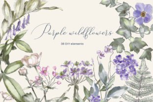 Watercolor Purple Wildflowers Set Graphic Illustrations By Patishop Art 2