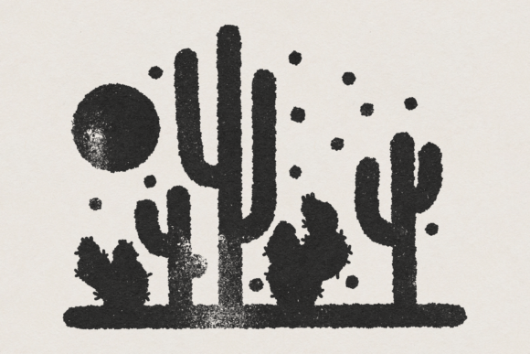 Desert Cactus Moon and Stars Gráfico Designs de Camisetas Por clintenglish