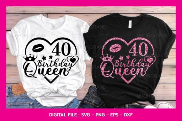 40th Birthday Queen with Heart Crown Svg Graphic Crafts By nhongrand