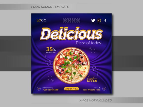 Delicious Pizza Food Social Media Post Grafika Szablony Mediów Społecznościowych Przez jibonbrand