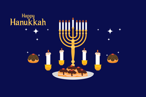 Happy Jewish Holiday Hanukkah Concept Graphic Illustrations By DEEMKA STUDIO