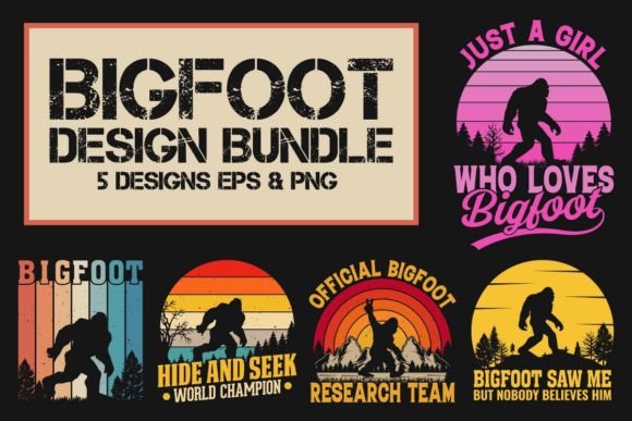 Bigfoot Sasquatch Design Bundle Graphic Print Templates By Styrine