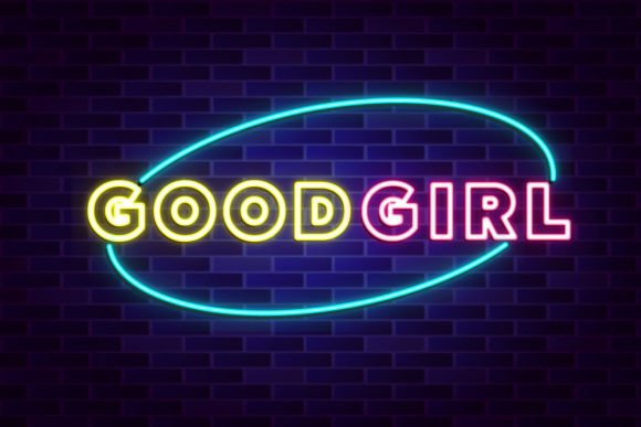 Good Girl Lettering Neon Sign Vector Gráfico Layer Styles Por TrueVector