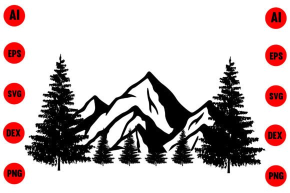 Mountains and Trees Illustrations Vector Graphic Illustrations By Creative [Shop]