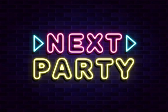 Next Party Lettering Neon Sign Vector Gráfico Layer Styles Por TrueVector