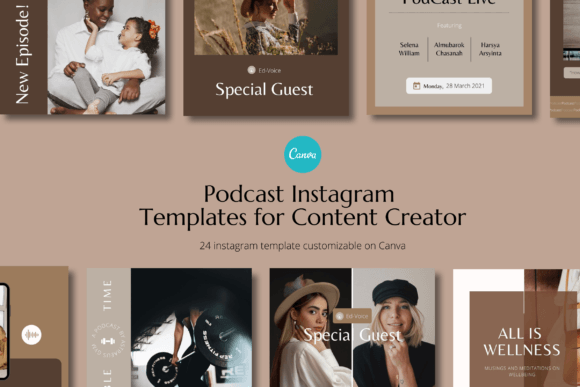 Podcast Canva Instagram Template Graphic Social Media Templates By kawalan.studio