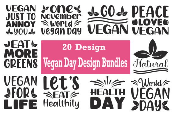 Vegan Day Design Bundles Illustration Artisanat Par Lulu Cat SVG