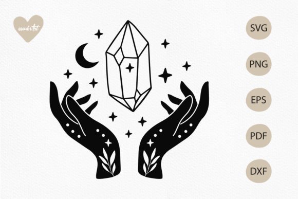 Witchy Hands with Moon Crystal SVG Illustration Artisanat Par alenakoval_art