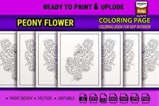 Peony Flower Tattoo Design Coloring Book Graphic Coloring Pages & Books Adults By GraphicArt 2