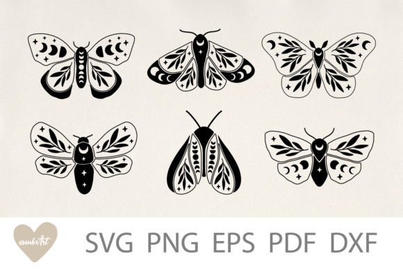 Mystical Moon Moth SVG, Butterfly SVG Graphic Crafts By alenakoval_art