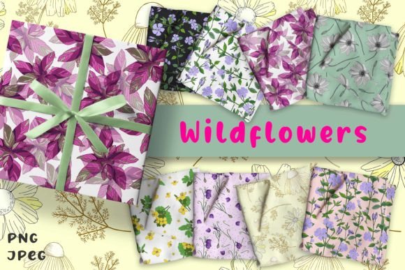 Wildflowers Digital Paper Png Sublimatio Graphic Patterns By AnNetArt