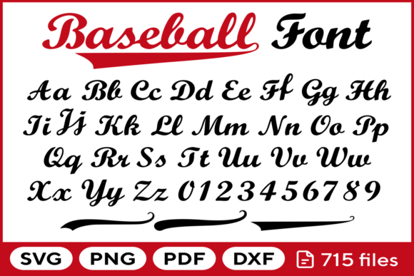 Baseball Font Svg Png Pdf Dxf Illustration Artisanat Par fromporto