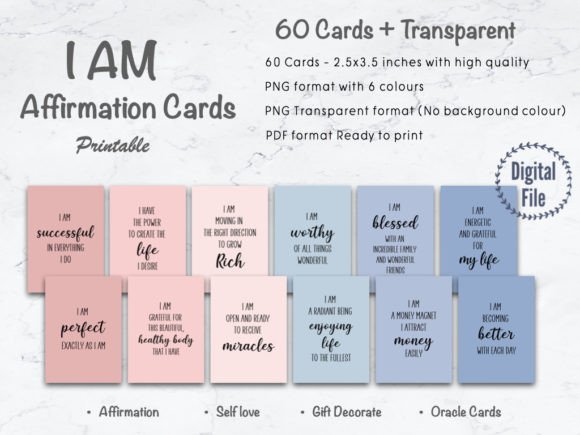 I AM Affirmation Cards Printable Graphic Print Templates By Little Miss Darran
