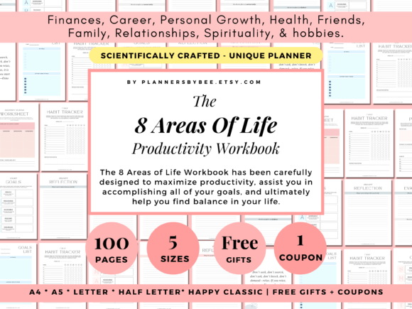 The Goals & Productivity Workbook 2023 Gráfico Modelos de Impressão Por PlannersByBee