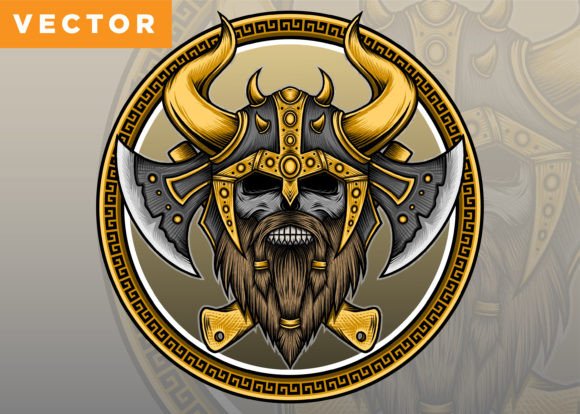 Viking Skull Warrior Vector Graphic Illustrations By WODEXZ