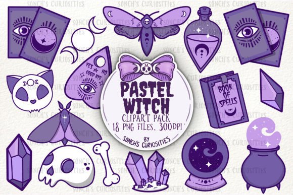 Pastel Witch Clipart - Magical Png File Graphic Illustrations By Sonch's Curiosities