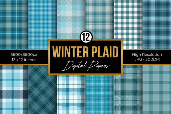 Winter Plaid Pattern Digital Papers Grafica Motivi di Carta Di Creative Store