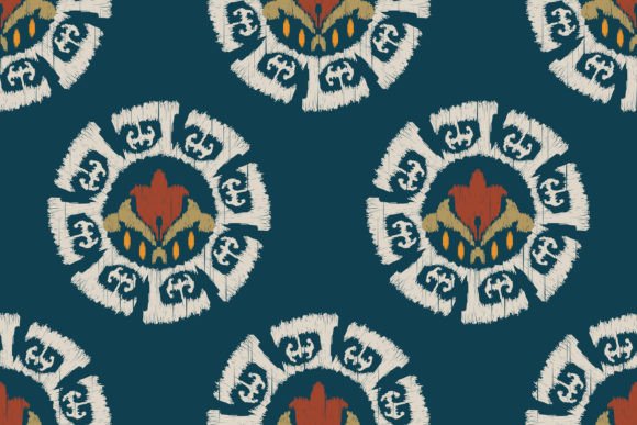 African Ikat Floral Seamless Pattern Gráfico Padrões de Papel Por anchalee.thaweeboon