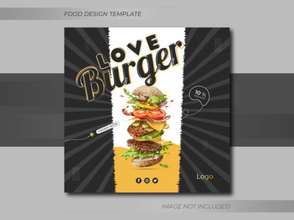 Delicious Burger Food Social Media Post Grafika Szablony Mediów Społecznościowych Przez jibonbrand
