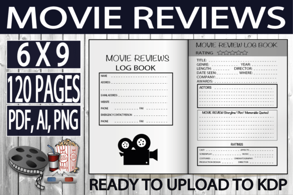 Movie Review Log Book KDP Interior Graphic KDP Interiors By Little-Learners-Oasis