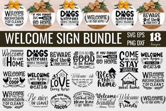 Round Welcome Sign SVG Bundle Graphic Crafts By Design's Dark