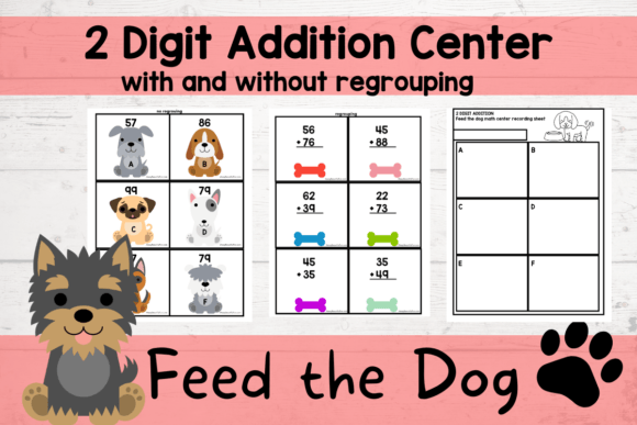 2 Digit Addition Dog Math Center Graphic 2nd grade By MessyBeautifulFun