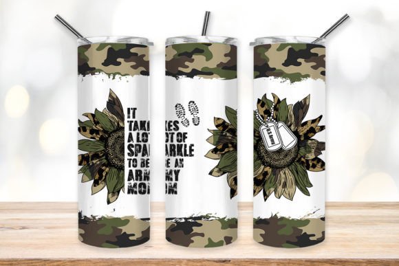 Army Mom Tumbler Sublimation Design Graphic Crafts By PinkPanda