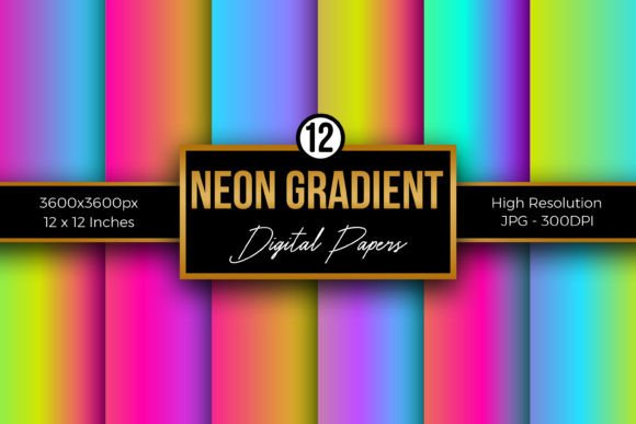 Bright Neon Gradient Digital Papers Graphic Backgrounds By Creative Store