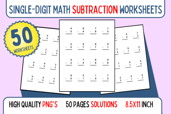 Math Subtraction Worksheets Bundle Gráfico 1st grade Por Interior Champ