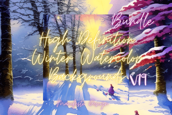 Winter Watercolor Background V19 Graphic Illustrations By Manifesto Design