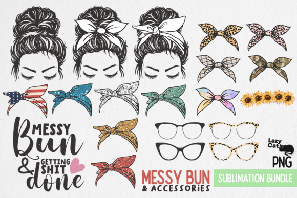 Messy Bun Accessories Bundle Graphic Crafts By Lazy Cat