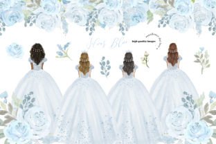 Silver Blue Princess Dresses Clipart Gráfico Ilustraciones Imprimibles Por SunflowerLove 1
