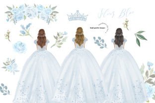 Silver Blue Princess Dresses Clipart Gráfico Ilustraciones Imprimibles Por SunflowerLove 3