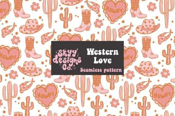 Western Valentine Seamless Pattern Graphic Patterns By skyydesignsco