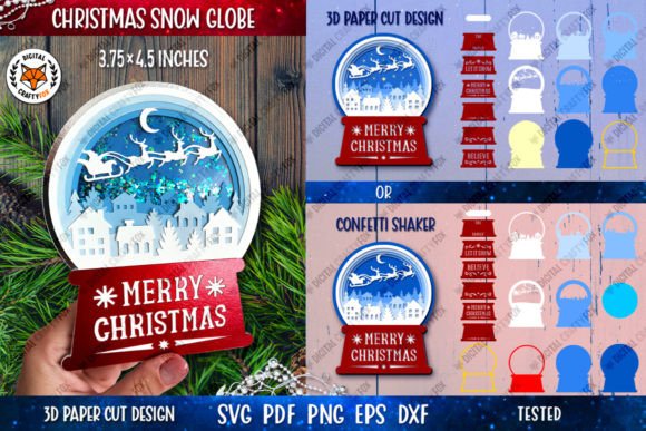 3D Christmas Snow Globe Confetti Shaker Graphic 3D Christmas By Digital Craftyfox