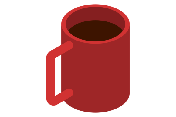 Red Ceramic Cup Isometric Icon. Hot Drin Grafik Druckbare Illustrationen Von onyxproj